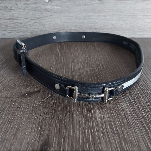 Vintage Tory Black English Bridle Leather Horse Bit and Ribbon Belt Size 28 main image 6